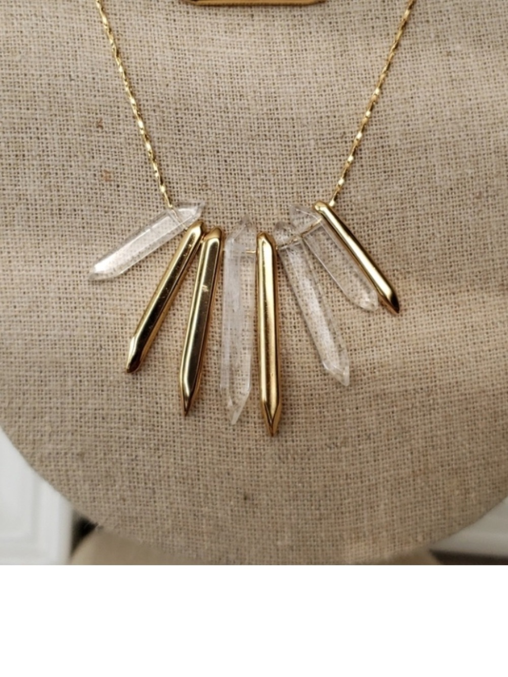 Stella & Dot Rebel Cluster Gold Quartz Crystal Necklace